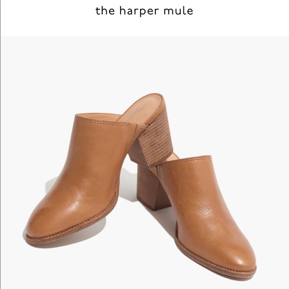 madewell harper mule amber brown
